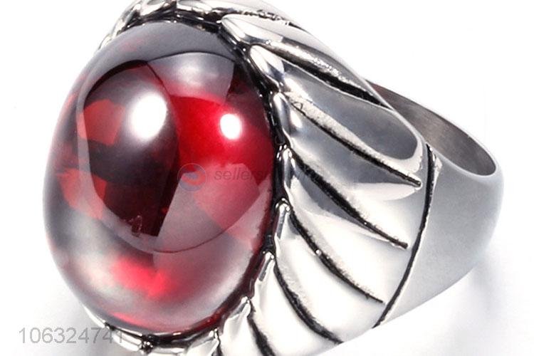 Fashion Vintage Titanium Steel With Big Stone Power Ring Jewelry For Men