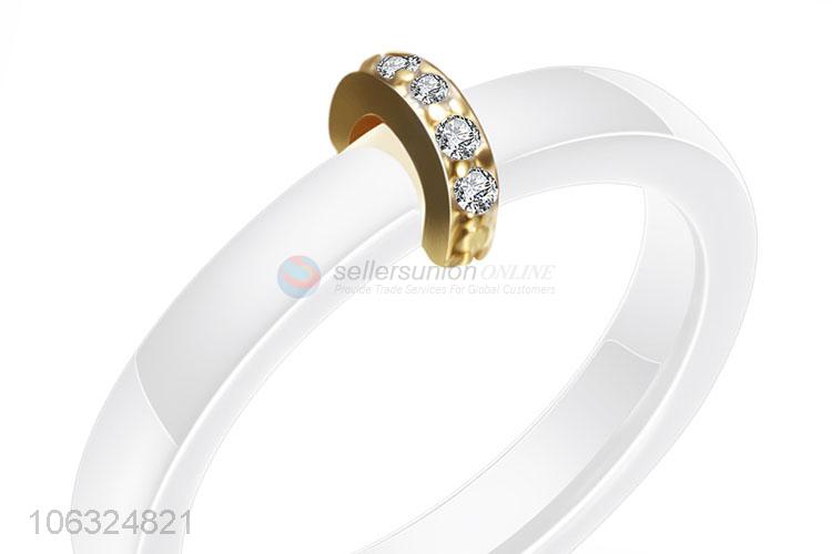 Wholesale Price Fashion Black White Couple Ceramic Ring Plain Wedding Band