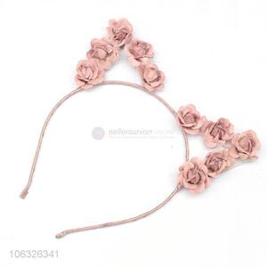 Fashion Animal Cat Ears Hair Clasp With Flowers