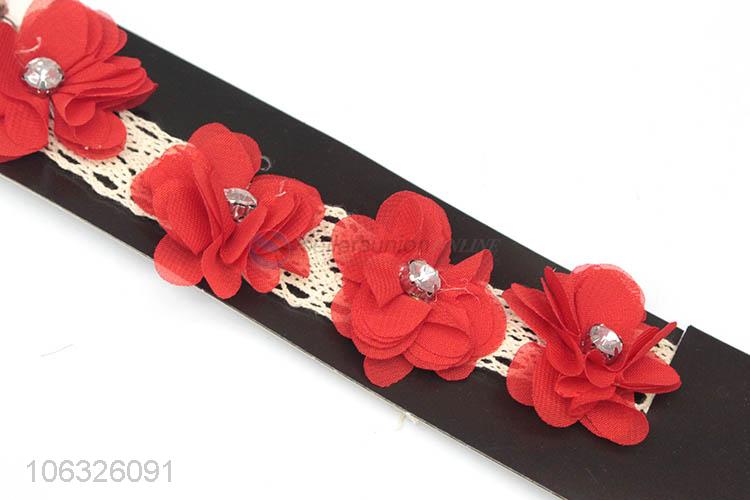 Hot Selling Girls Hair Accessories Elastic Headband With Flower