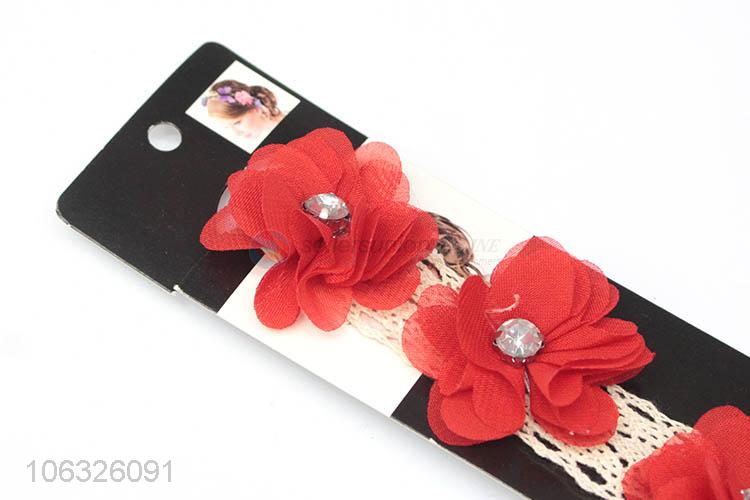 Hot Selling Girls Hair Accessories Elastic Headband With Flower
