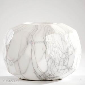 Hot Style Geometric Curved Gorgeous Marble Effect Designs Ceramic White Vases