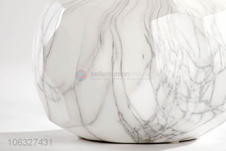 Hot Style Geometric Curved Gorgeous Marble Effect Designs Ceramic White Vases