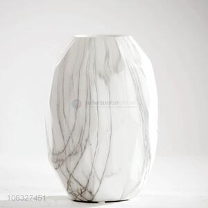 Popular Geometric Modern Handmade Ceramic White Vase Decoration Gift Marbled Texture Ceramic Flower Vase