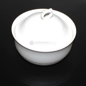 China manufacturer white ceramic soup bowl and lid set