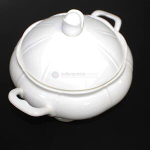 Dependable factory household ceramic soup bowl with lid and handles