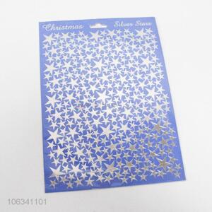 Promotional Christmas embellishment silver star paper stickers