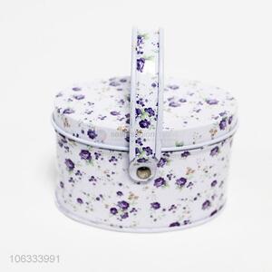 Newly designed round mini box tinplate candy box with handle