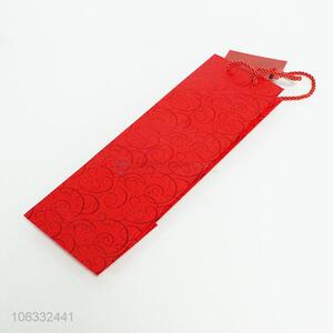 New arrival red embossed paper wine bag gift bag