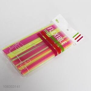 Factory flexible cute disposable collapsible  plastic straw 100pcs