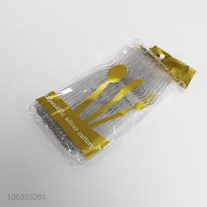 High Sales 20PC Disposable Silver Plastic Spoon