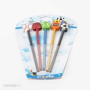 Newly designed 5pcs wooden pencils with eraser