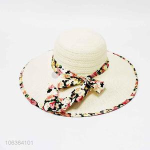 Hot products fashion ladies sunhat with floral brim&band