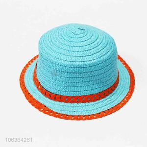 Latest style colored woven straw hat girls sun hat