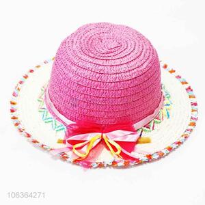 Delicate colorful girls straw hat sun hat with band