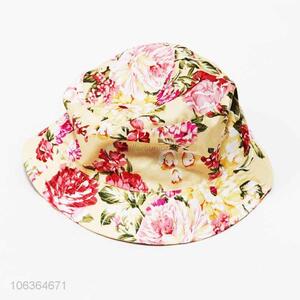 Fashionable exquisite flower printed sun hat for girls