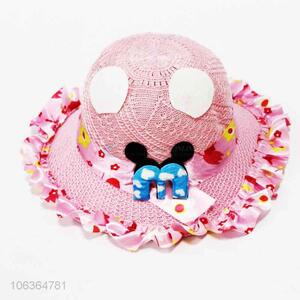 Hot products pink elelgant polyester sun hat for girls