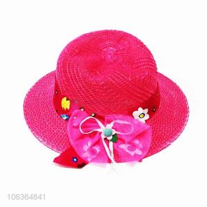 Low price fashion girls polyester straw hat sunhat