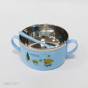 High quality stainless steel tableware kids feeding bowl with plastic spoon
