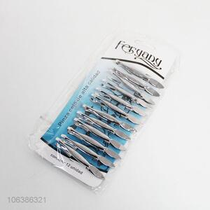 Wholesale premium quality 12pcs stainless iron eyebrow tweezers