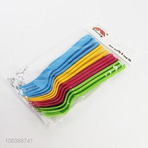 Hot selling 12pcs colorful disposable plastic fork for restaurant
