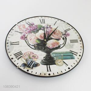 Hot products home goods decorative floral printed round clock