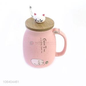 Popular Ceramic Water Cup With Cute Cat Design Lid
