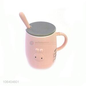 Lovely Rabbit Design Ceramic Water Cup With Spoon