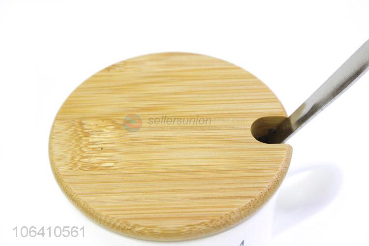 Personalized Ceramic Cups With Bamboo Lid And Stainless Steel Spoon