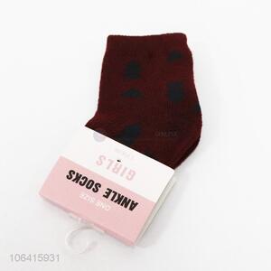 Low price children girls cotton ankle socks winter socks