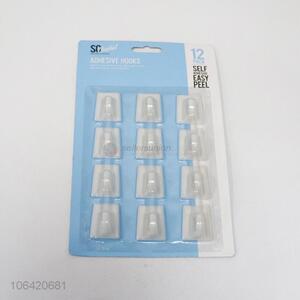 Premium quality 12pcs self-adhesive white plastic hook