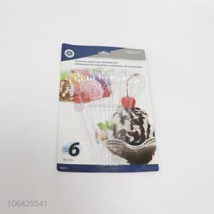 Suitable price 6pcs transparent plastic cocktail spoon set