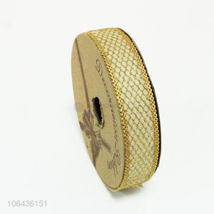Low price wholesale golden polyester gift ribbon for package