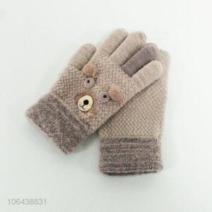 Bulk price young girl cartoon knitting gloves winter warm gloves