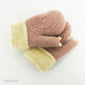 China supplier young girl winter outdoor thick knitting gloves
