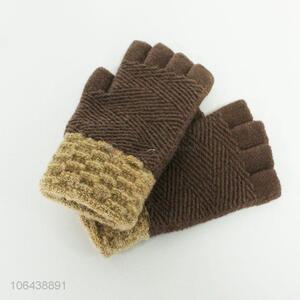 Suitable price men winter outdoor half-finger knitting gloves