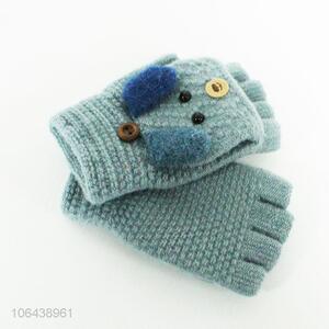 Hot selling children winter acrylic knitted gloves flip gloves