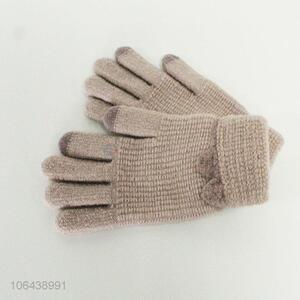 New Fashion Design Knitted Gloves Ladies Winter Warm Gloves