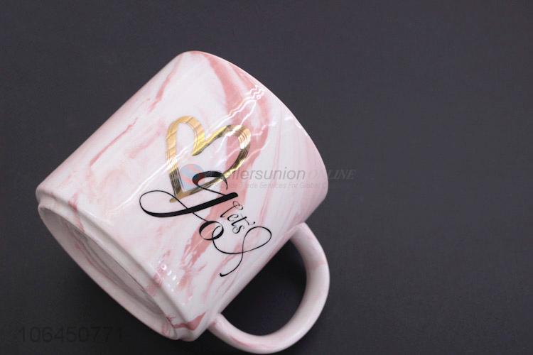 Fashion Modern Ceramic Coffee Cup With Golden Spoon