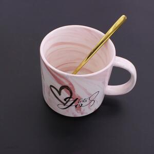 Fashion Modern Ceramic Coffee Cup With Golden Spoon