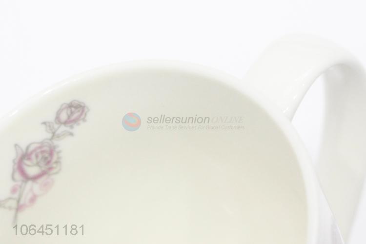 Wholesale beautiful rose decal ceramic mug with handle