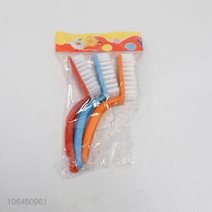 Low price 3pcs colorful plastic cleaning brush with handle