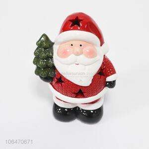 China factory home decoration <em>Father</em> <em>Christmas</em> ceramic crafts with led light