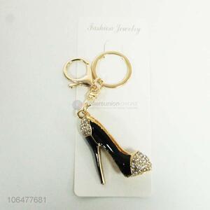 Hot selling crystal rhinestone high-heeled shoe shaped alloy key chain