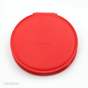 New Item Cheap Pu Leather Red Round Pocket Makeup Mirror
