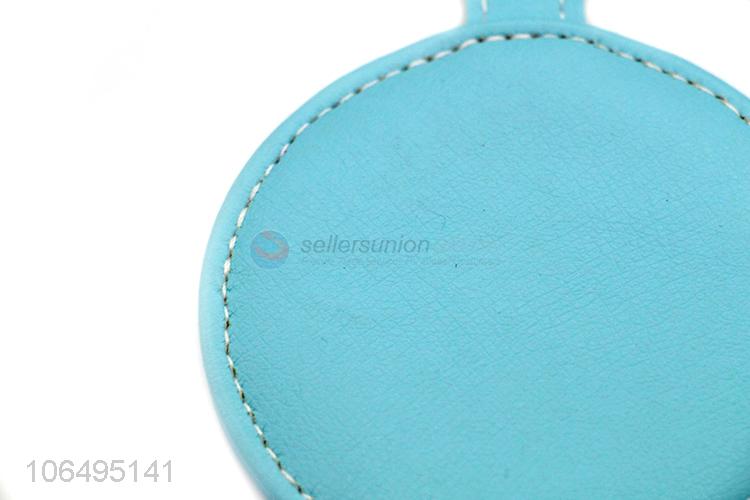 Promotional Foldable Round Shaped Pu Leather Makeup Mirror