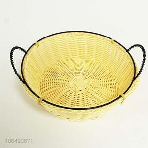 Good quality household round woven storage basket with double handles