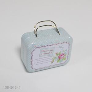 Newly designed fashion rectangle iron storage cans with handle