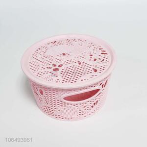 China manufacturer round multi-purpose hollowed-out plastic storage basket with ld