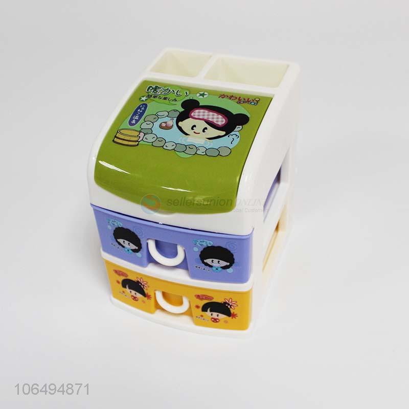 High Quality Mini 2 Tier Cartoon Plastic Drawer For Kids